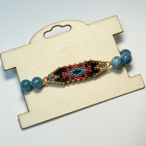 Handmade natural gemstone and seed beads bracelet